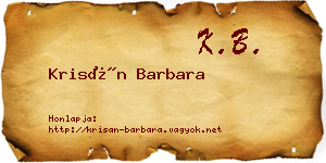 Krisán Barbara névjegykártya