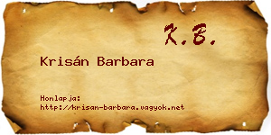 Krisán Barbara névjegykártya